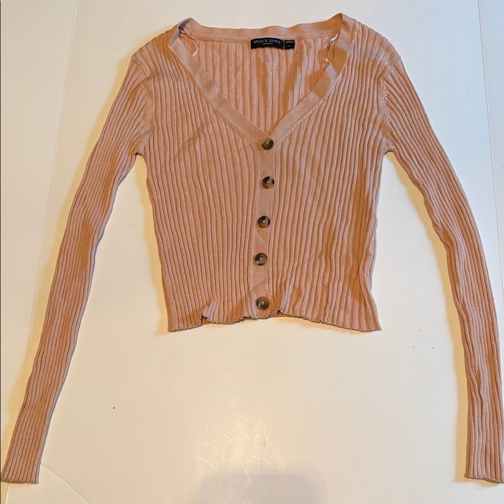 Brave Soul Peach Ribbed Knit Top